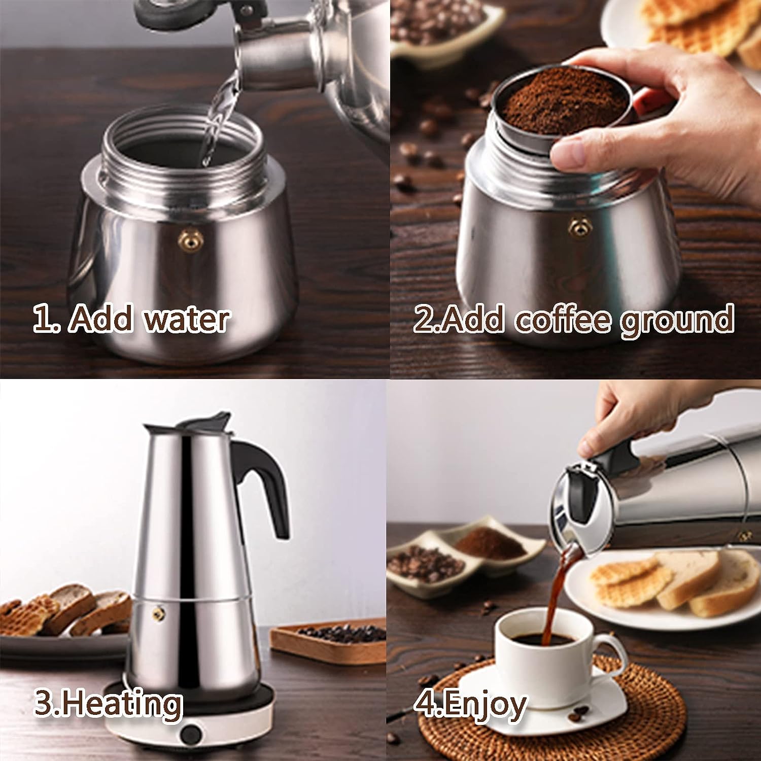 4/6/9 Cups Moka Pot Caffe Mach - огляд і ціна Coffee Tea Mugs