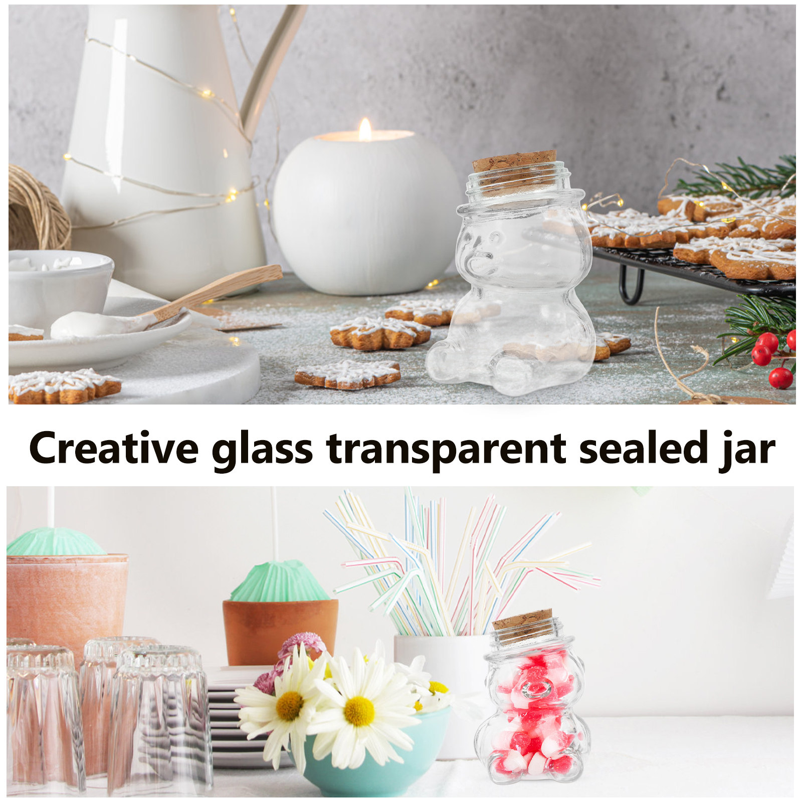 4Pcs Glass Candy Jar Set Trans - огляд і ціна Coffee Tea Containers